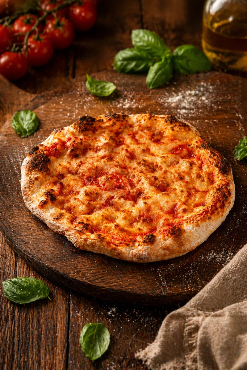 Masa de pizza a la piedra con salsa de tomate